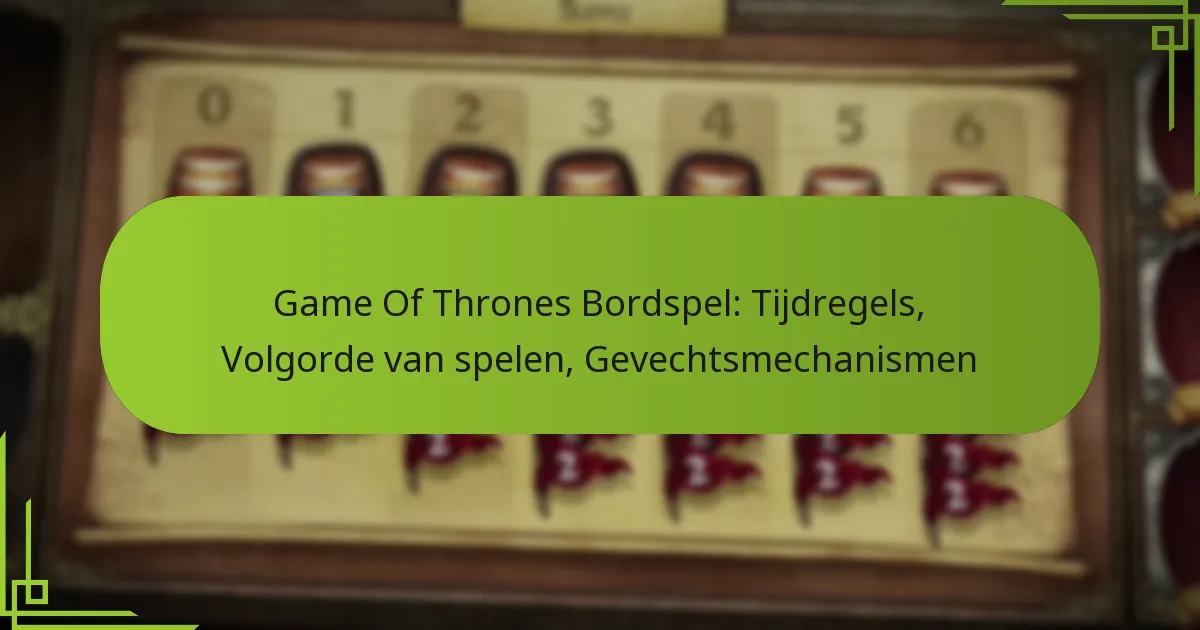 Game Of Thrones Bordspel: Tijdregels, Volgorde van spelen, Gevechtsmechanismen